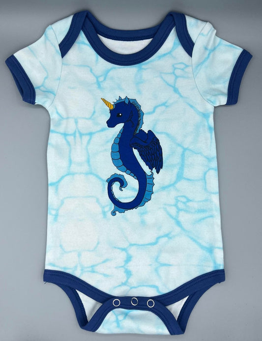 Blue Seahorse Baby Romper