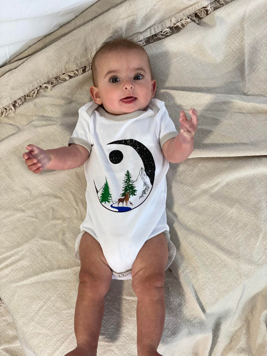 Grey Forest Moon Baby Romper